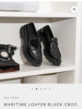 SOL SANA Maritime Black Croc Chunky Lug Sole Loafers EU 36 NIB